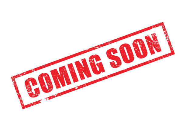 Red coming soon stamp. Horizontal composition.